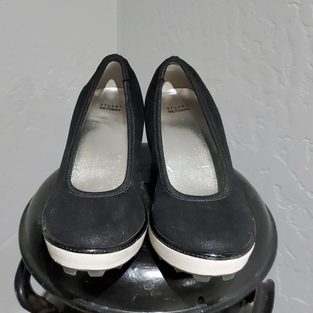 STUART WEITZMAN ARIANA CLARE BLACK SUEDE WEDGES SIZE 2 - Picture 2 of 12